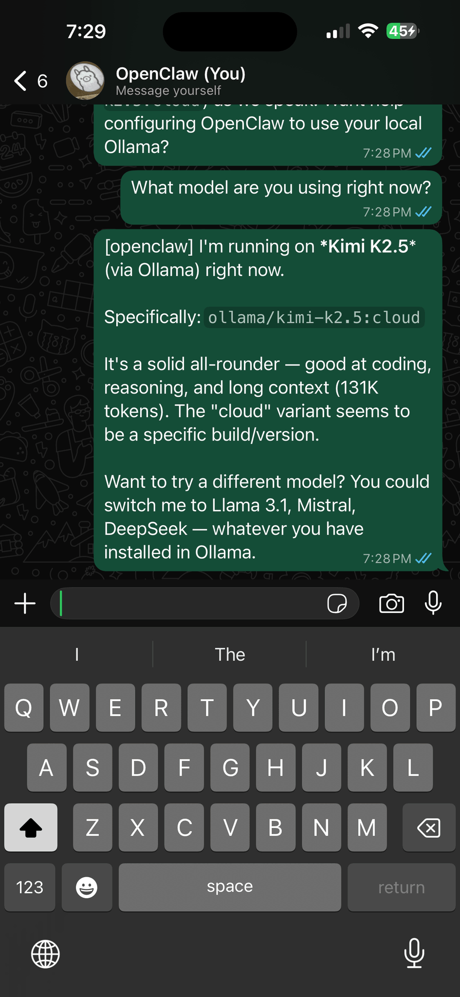 Ollama model selection interface
